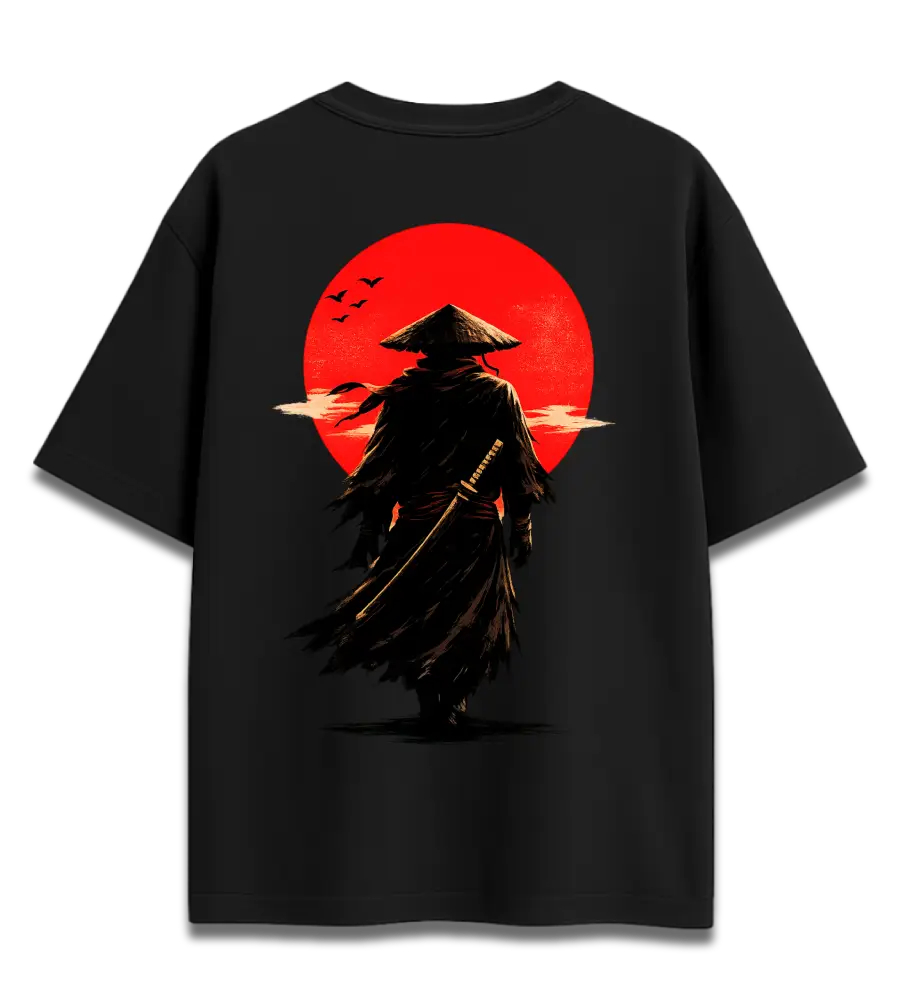 Crimson Ronin | Japanese Samurai Oversized Graphic T-Shirt | Premium 260 GSM Cotton