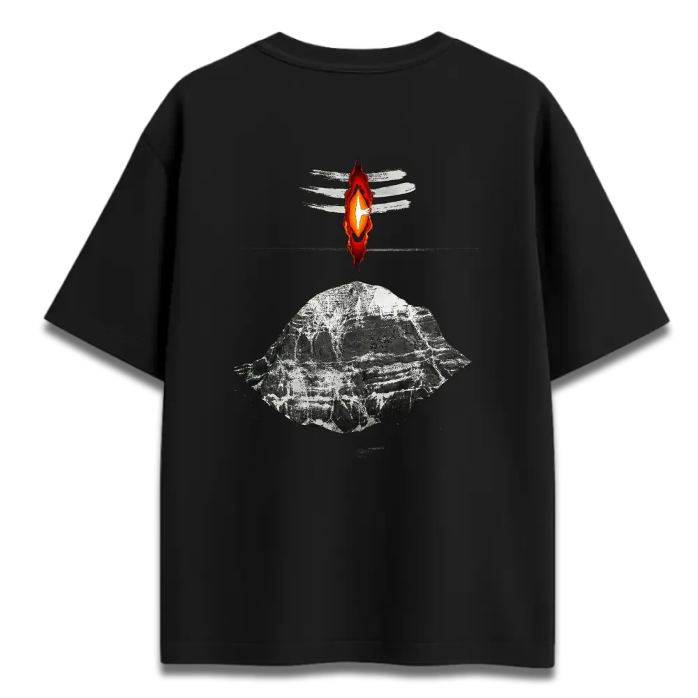 Oversized Graphic T-Shirt | Adi Kailasa Mountain 3rd Eye Design | Premium 260 GSM Cotton Streetwear India