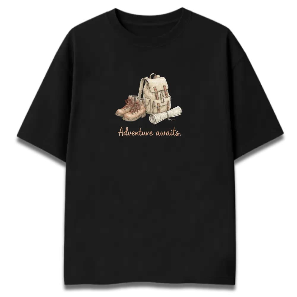 Oversized Graphic T-Shirt | Adventure Awaits Design | Premium 260 GSM Cotton Streetwear India