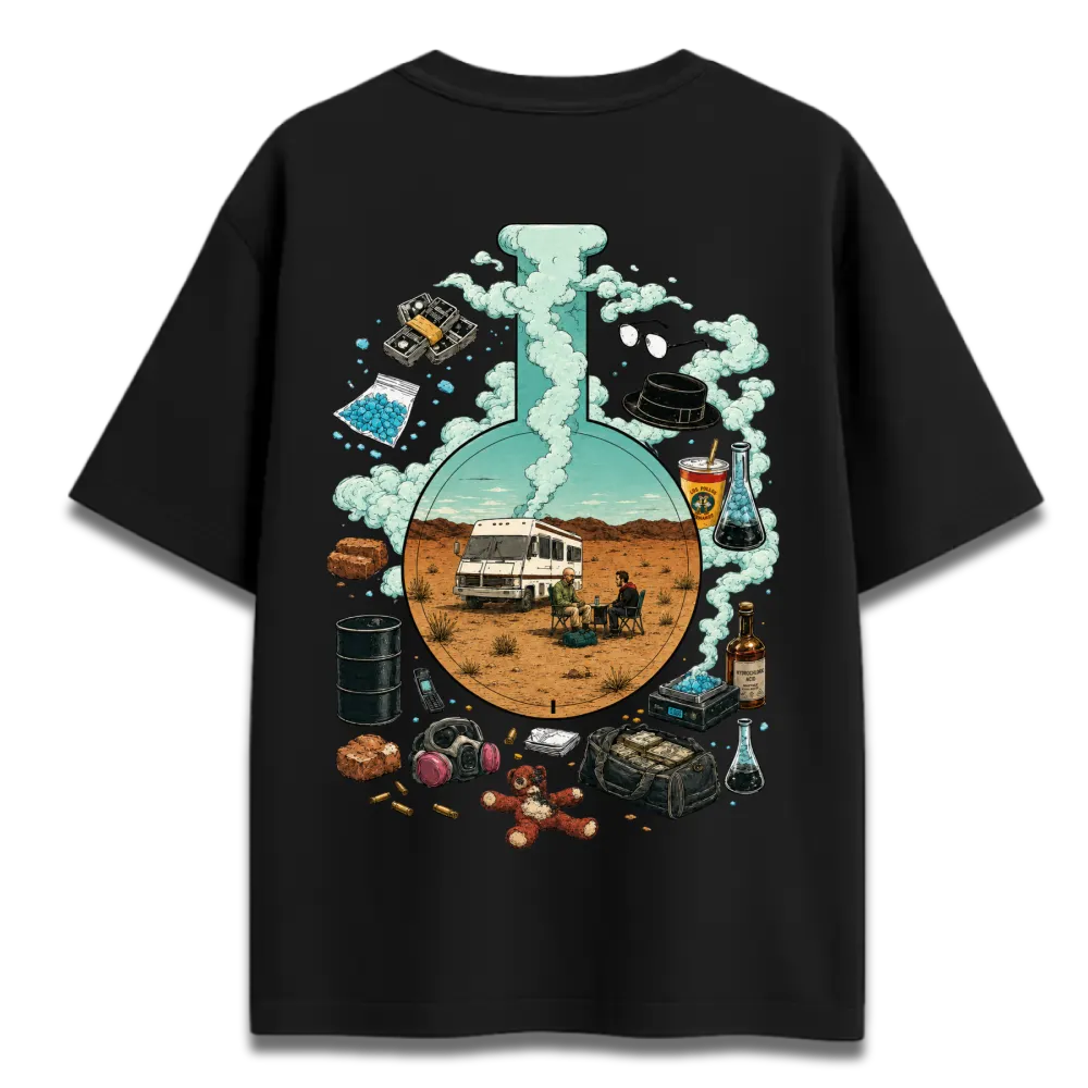 Oversized Graphic T-Shirt | Breaking Bad Desert Chemistry Design | Premium 260 GSM Cotton