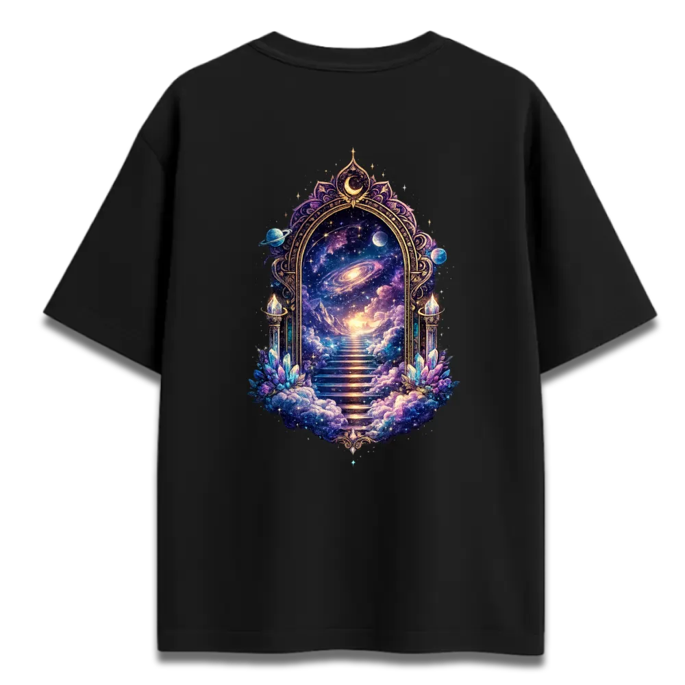 Oversized Graphic T-Shirt | Cosmic Galaxy Door Design | Premium 260 GSM Cotton Streetwear India