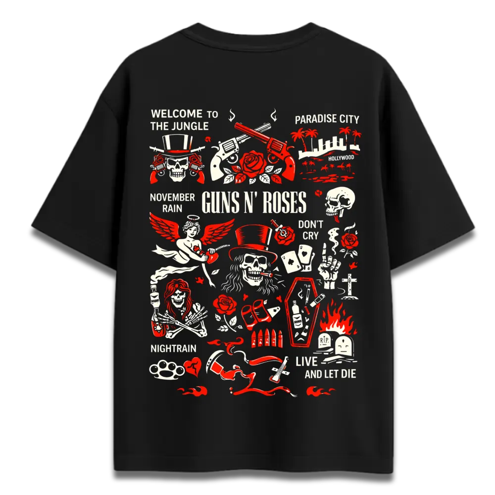 Oversized Graphic T-Shirt | Guns N Roses Rock Band Design | Premium 260 GSM Cotton Streetwear India
