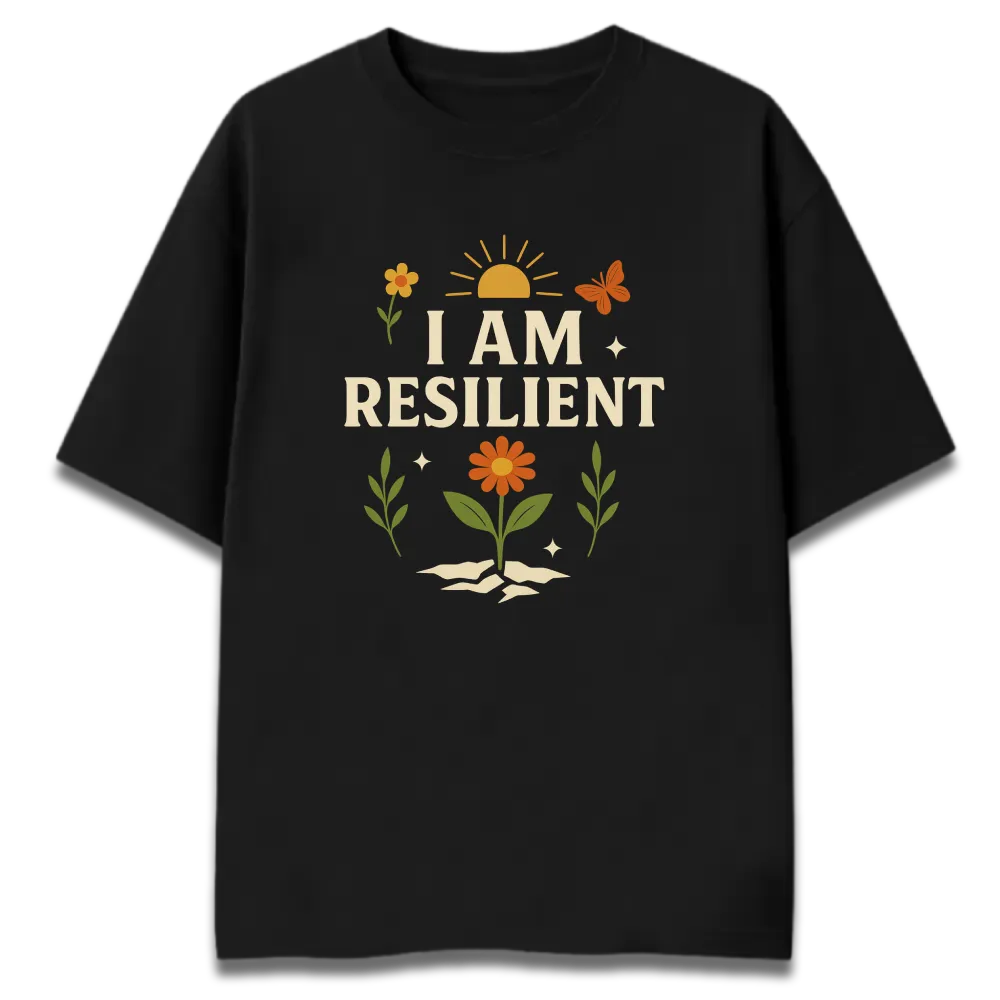 Oversized Graphic T-Shirt | I Am Resilient Affirmation Design | Premium 260 GSM Cotton Streetwear India