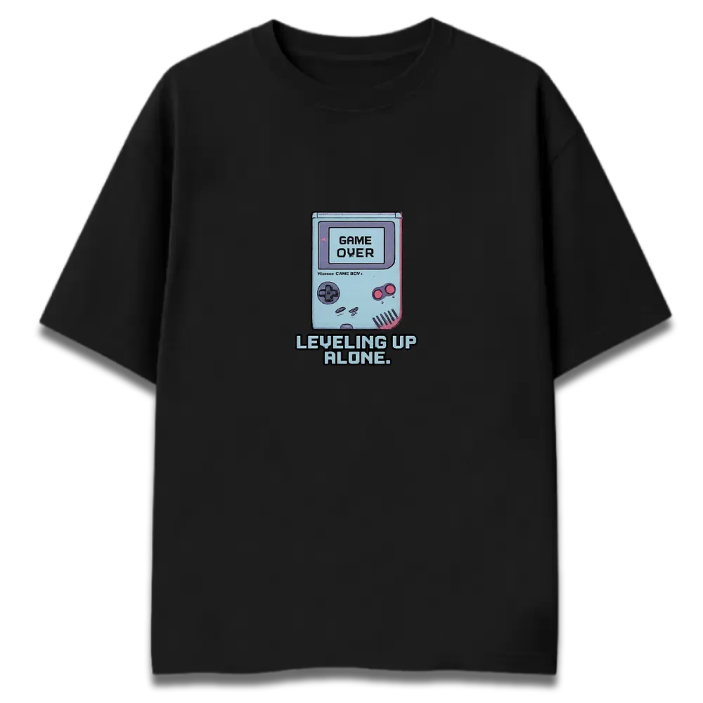 Oversized Graphic T-Shirt | Level Up Alone Introvert Design | Premium 260 GSM Cotton Streetwear India