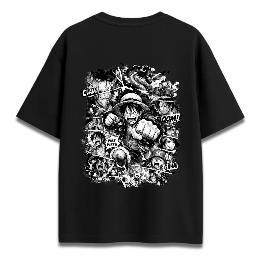 Oversized Graphic T-Shirt | One Piece Anime Straw Hat Design | Premium 260 GSM Cotton Streetwear India