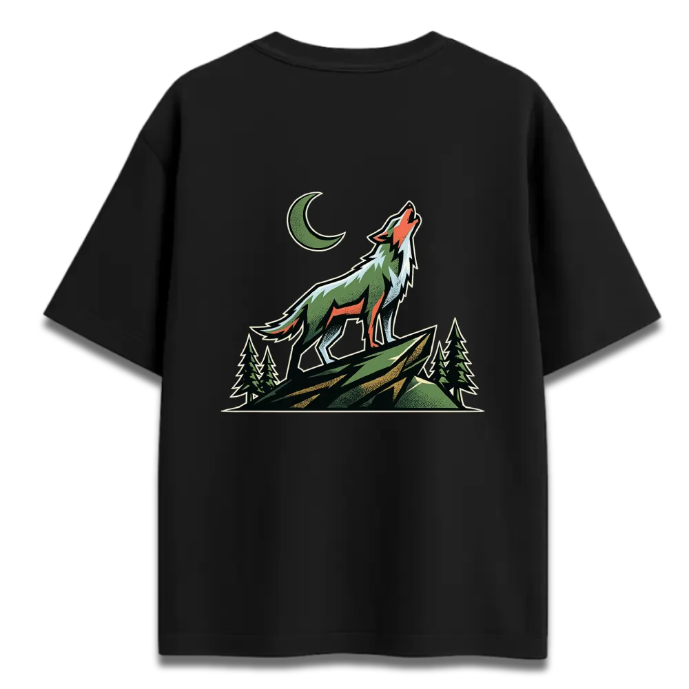 Oversized Graphic T-Shirt | Wild Lone Wolf Design | Premium 260 GSM Cotton Streetwear India