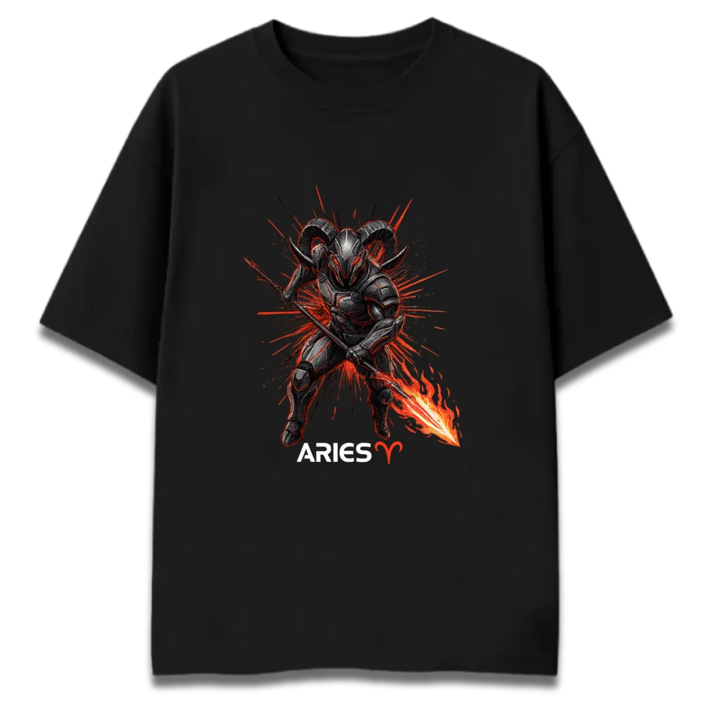 Oversized Graphic T-Shirt | Aries Sunsign Design | Premium 260 GSM Cotton Streetwear India