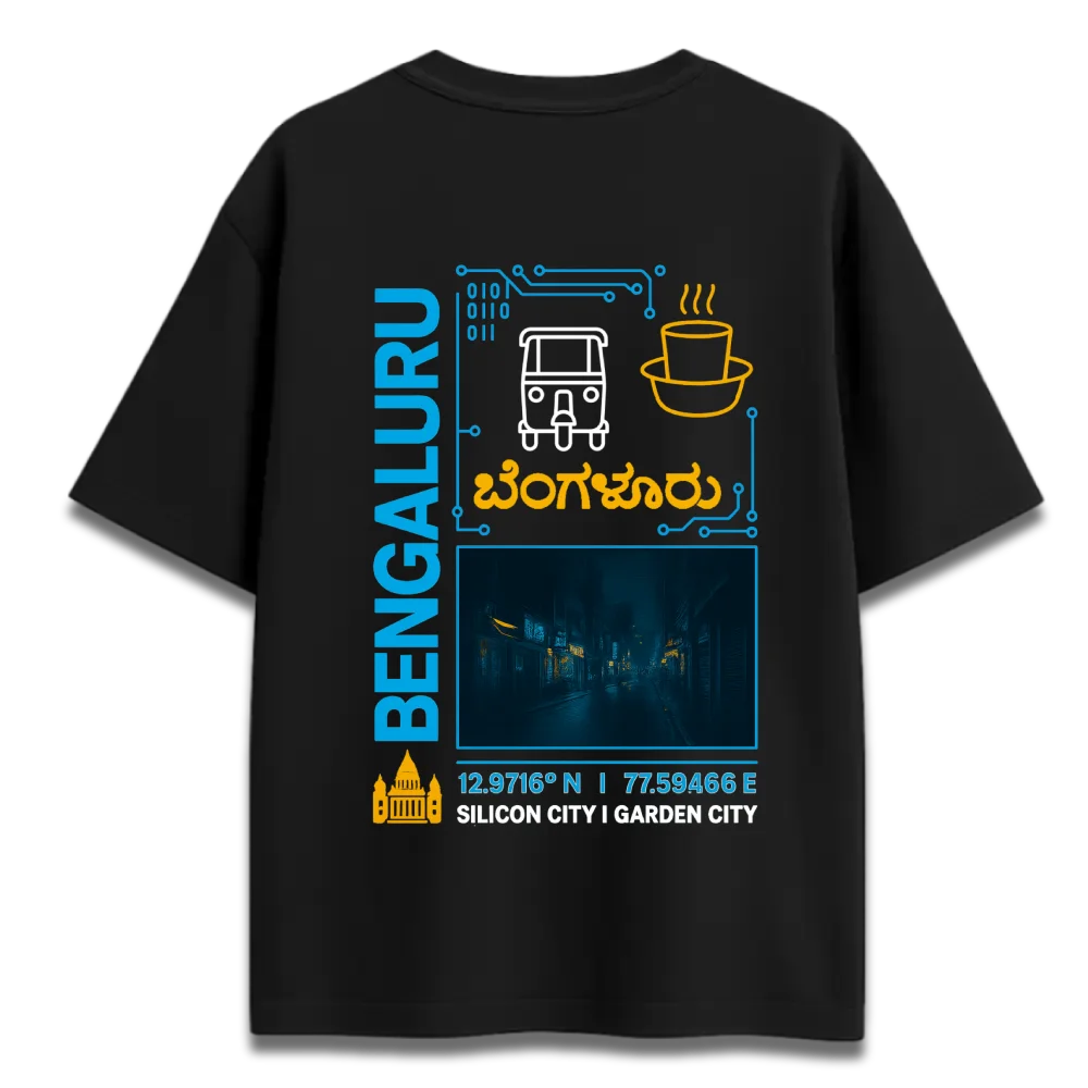 Oversized Graphic T-Shirt | Bengaluru City Graffiti Design | Premium 260 GSM Cotton Streetwear India