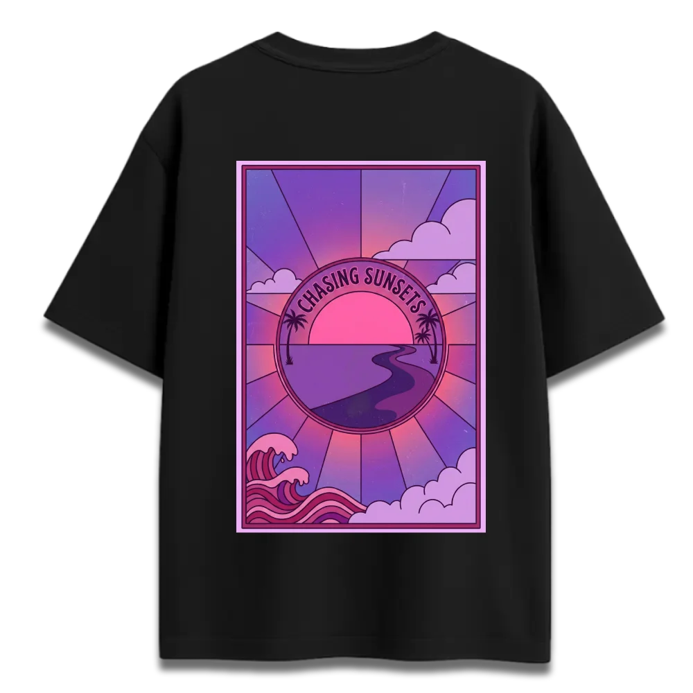 Oversized Graphic T-Shirt | Chasing Sunsets Design | Premium 260 GSM Cotton Streetwear India