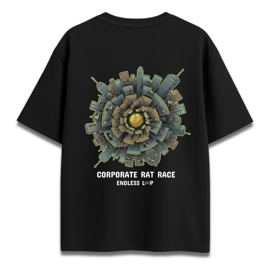 Oversized Graphic T-Shirt | Corporate Rat Race Design | Premium 260 GSM Cotton Streetwear India
