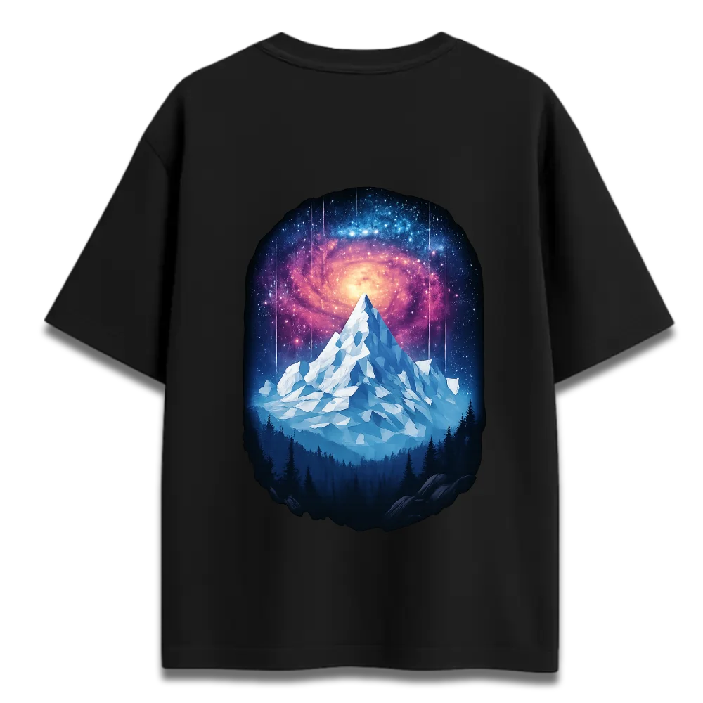Oversized Graphic T-Shirt | Cosmic Mountain Design | Premium 260 GSM Cotton Streetwear India
