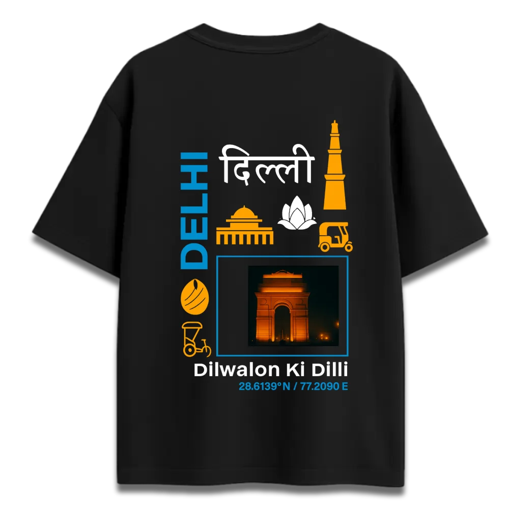 Oversized Graphic T-Shirt | Delhi City Graffiti Design | Premium 260 GSM Cotton Streetwear India