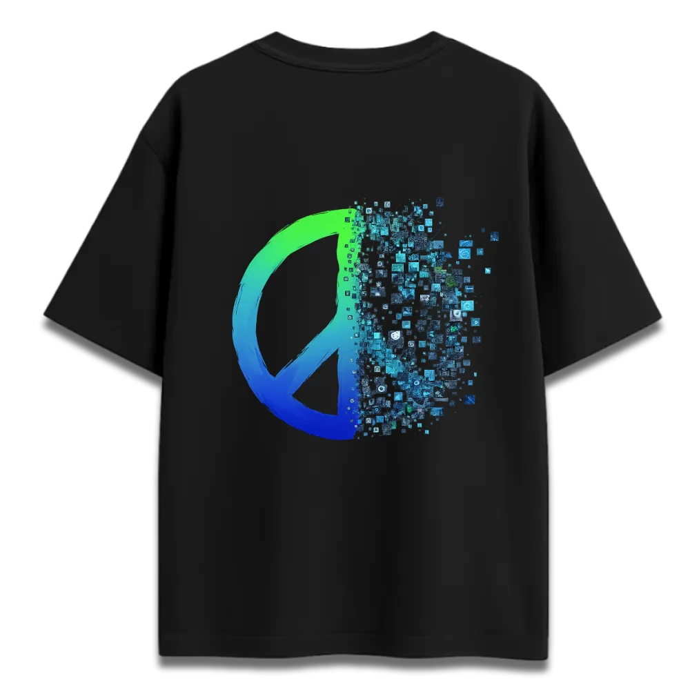 Oversized Graphic T-Shirt | Digital Peace Design | Premium 260 GSM Cotton Streetwear India