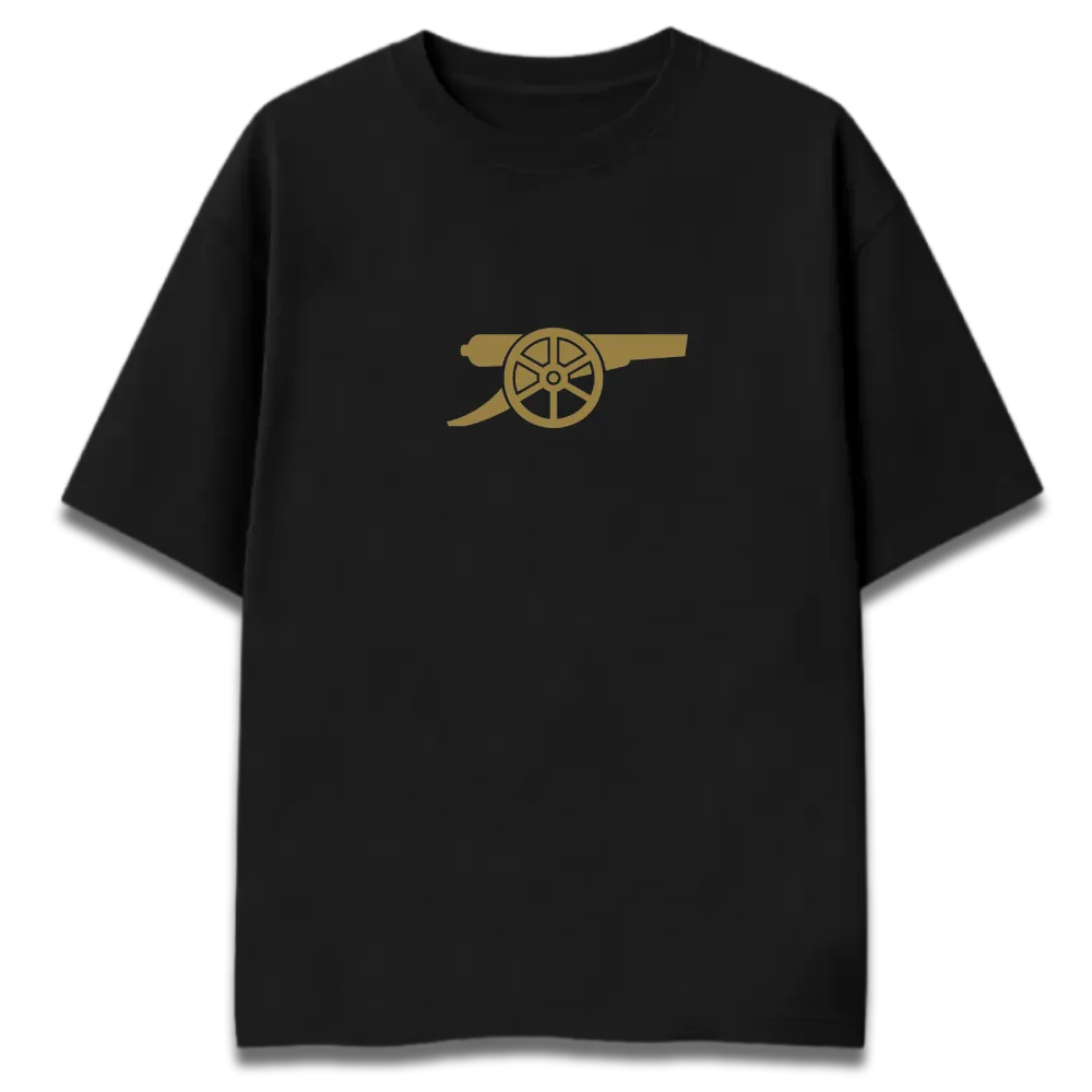 Oversized Graphic T-Shirt | Arsenal Minimal Gold Cannon Design | Premium 260 GSM Cotton Streetwear India