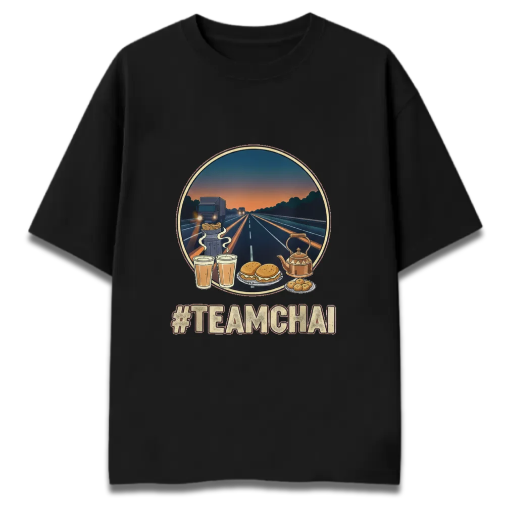 Oversized Graphic T-Shirt | Team Chai Design | Premium 260 GSM Cotton Streetwear India