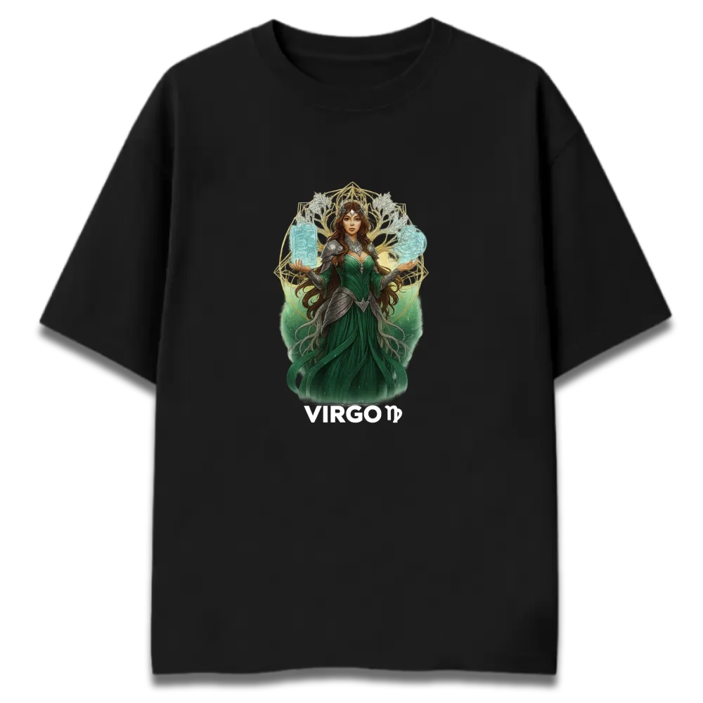 Oversized Graphic T-Shirt | Virgo Sunsign Design | Premium 260 GSM Cotton Streetwear India