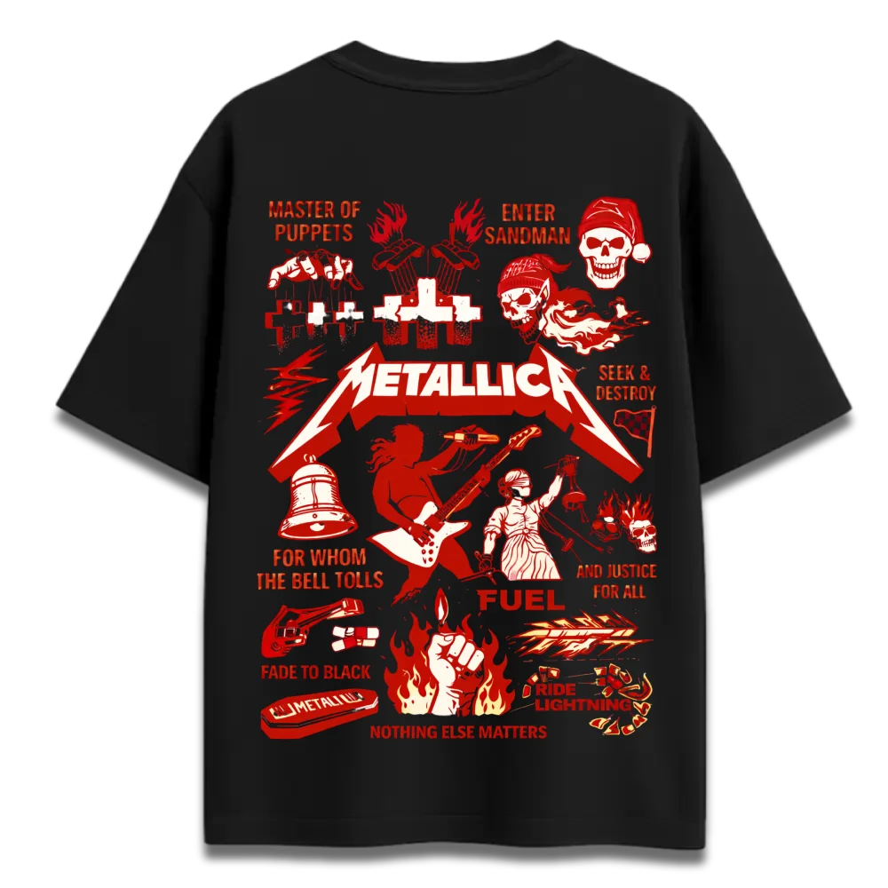 Oversized Graphic T-Shirt | Metallica Rock Band Design | Premium 260 GSM Cotton Streetwear India