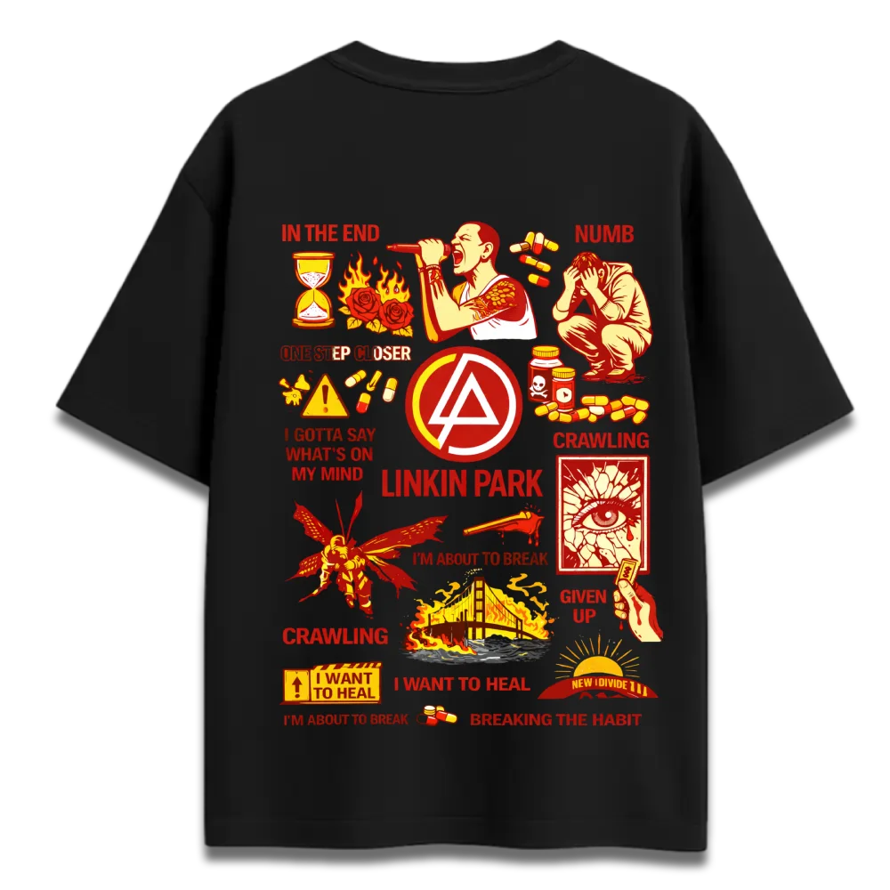 Oversized Graphic T-Shirt | Linkin Park Rock Band Design | Premium 260 GSM Cotton Streetwear India