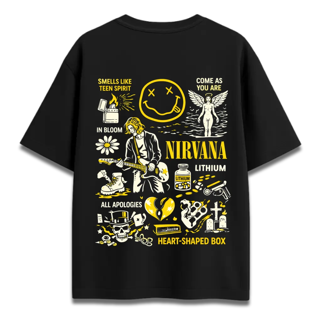 Oversized Graphic T-Shirt | Nirvana Rock Band Design | Premium 260 GSM Cotton Streetwear India