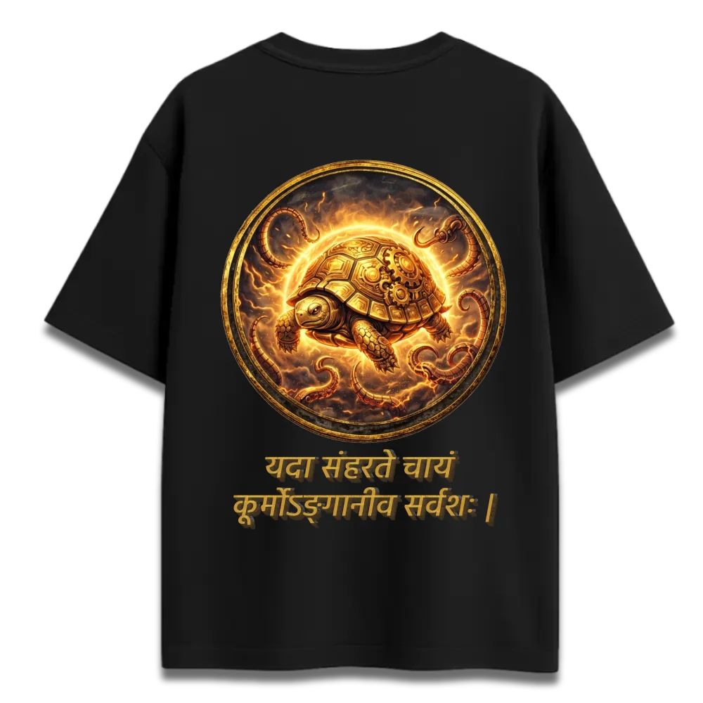 Oversized Graphic T-Shirt | Bhagavad Gita Detachment Shloka Design | Premium 260 GSM Cotton Streetwear India