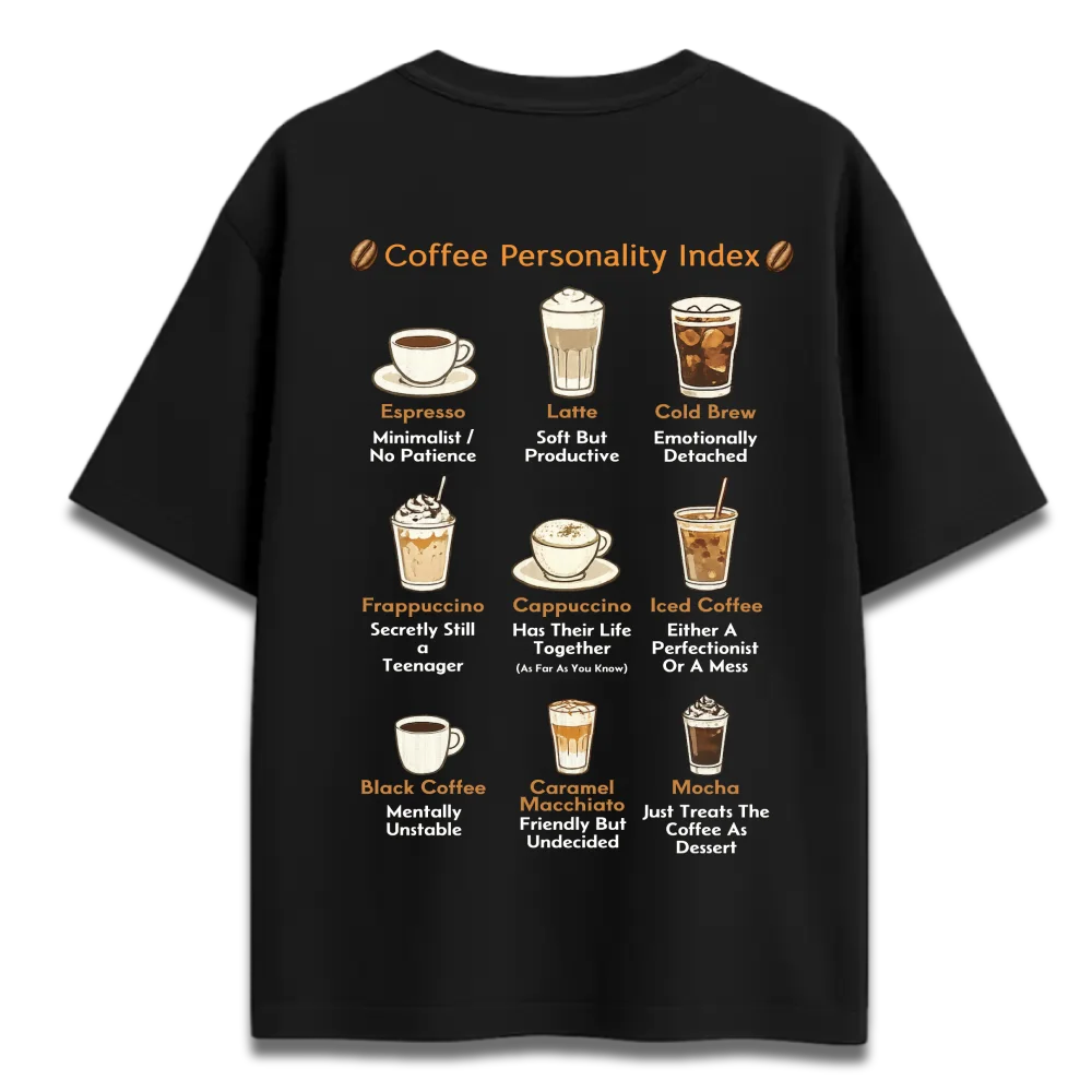 Oversized Graphic T-Shirt | Coffee Persona Design | Premium 260 GSM Cotton Streetwear India