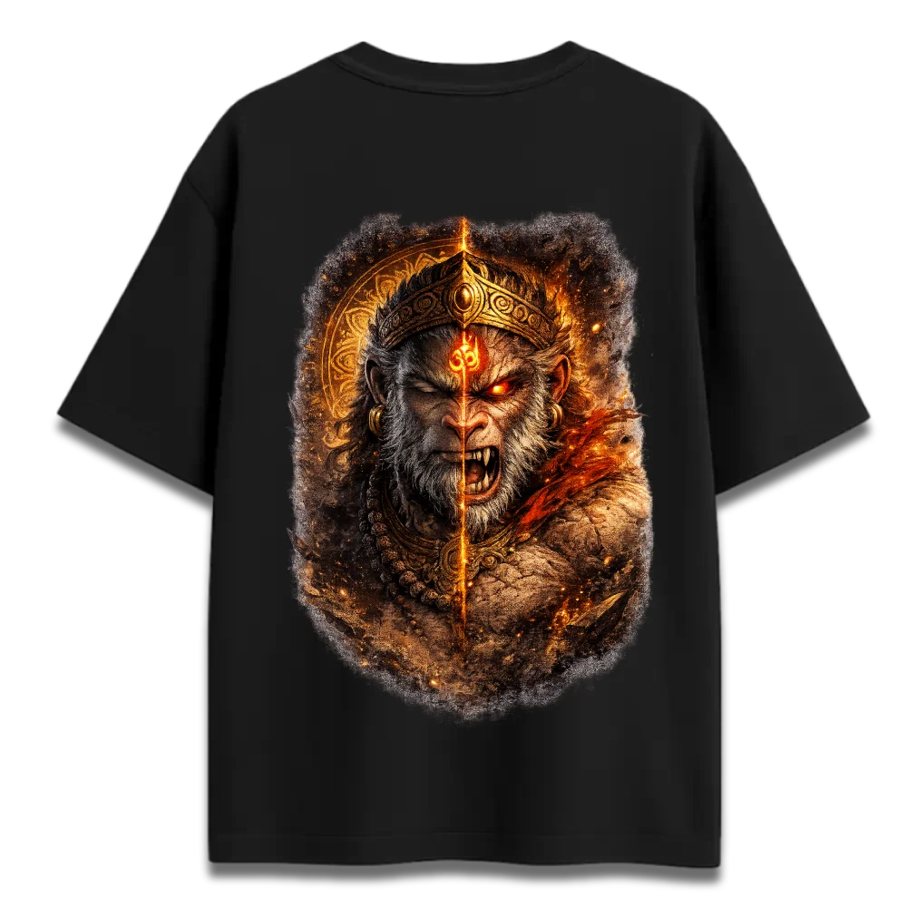 Oversized Graphic T-Shirt | Agni Veer Hanuman Design | Premium 260 GSM Cotton Streetwear India