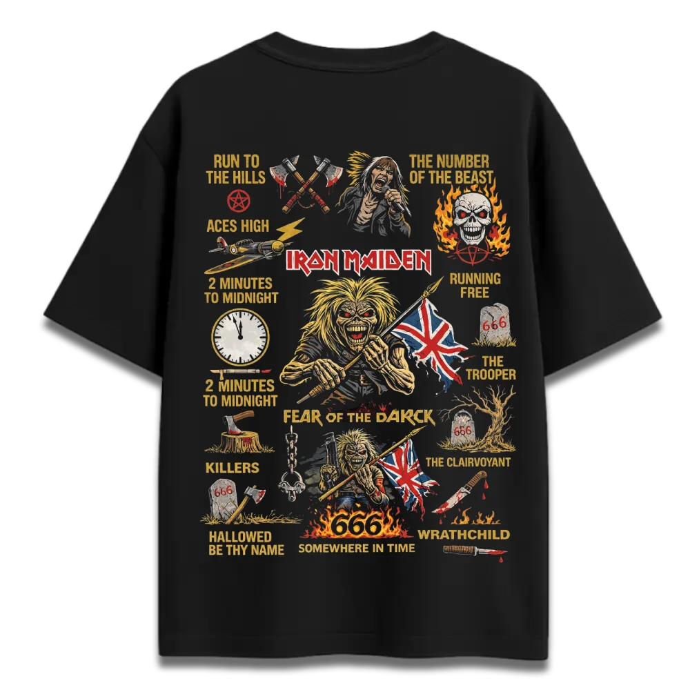 Oversized Graphic T-Shirt | Iron Maiden Rock Band Design | Premium 260 GSM Cotton Streetwear India