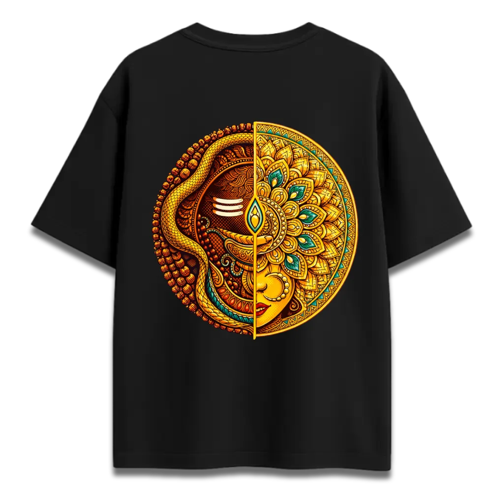 Oversized Graphic T-Shirt | Shiva Shakti Emblem Design | Premium 260 GSM Cotton Streetwear India