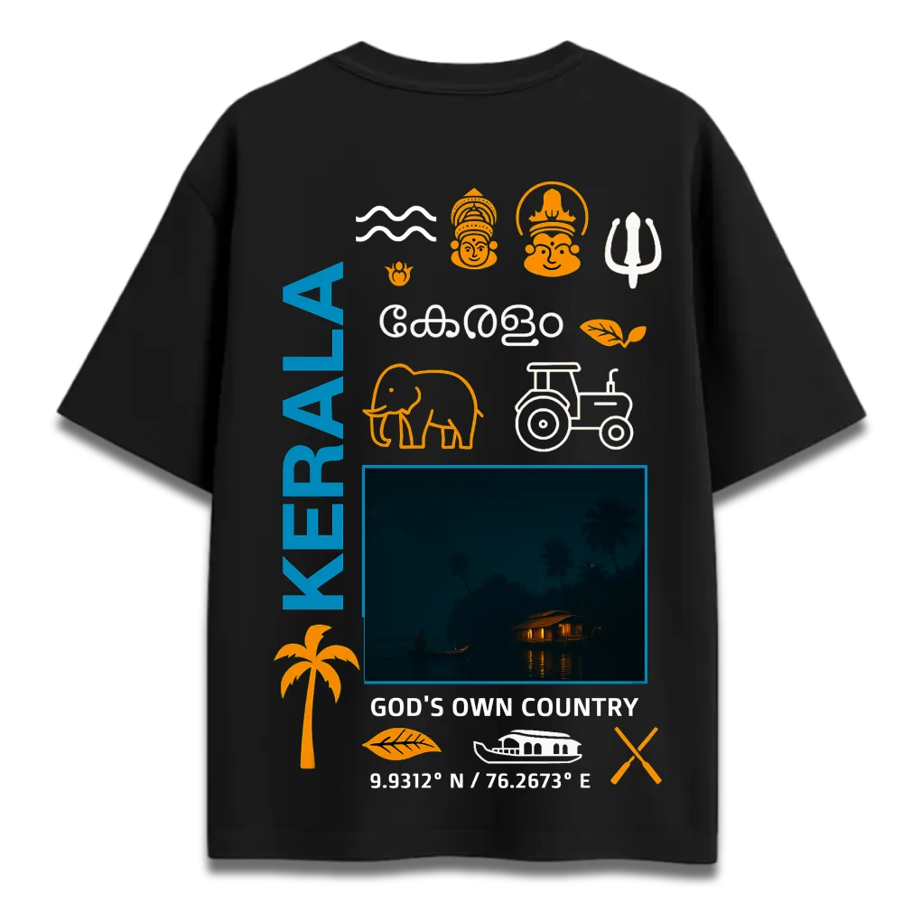 Oversized Graphic T-Shirt | Kerala City Graffiti Design | Premium 260 GSM Cotton Streetwear India