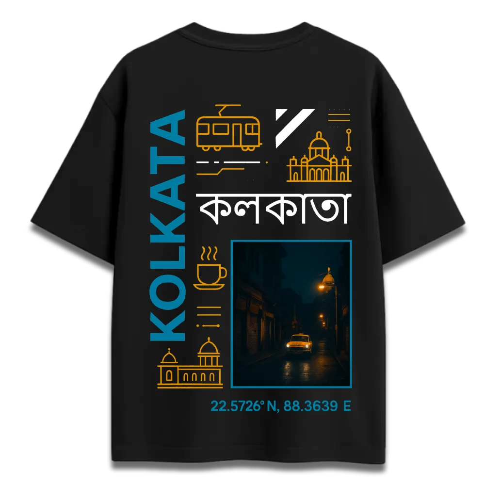 Oversized Graphic T-Shirt | Kolkata City Graffiti Design | Premium 260 GSM Cotton Streetwear India