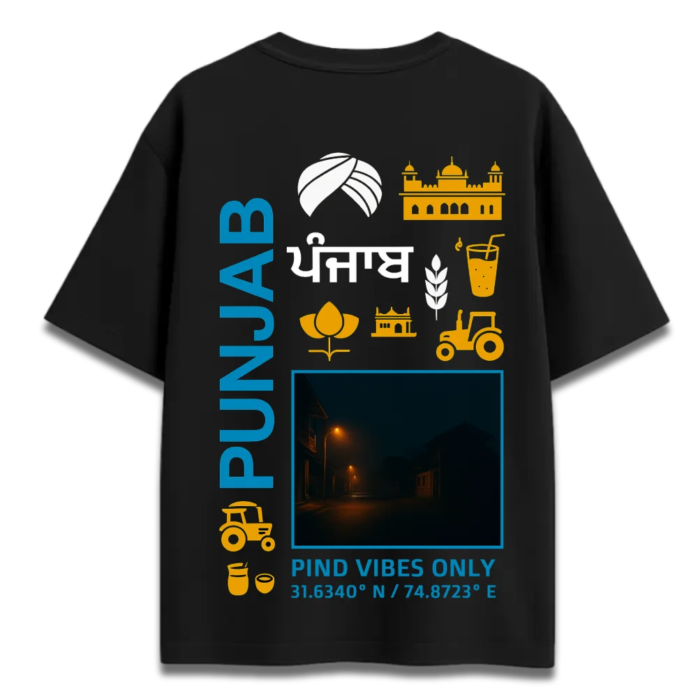 Oversized Graphic T-Shirt | Punjab City Graffiti Design | Premium 260 GSM Cotton Streetwear India
