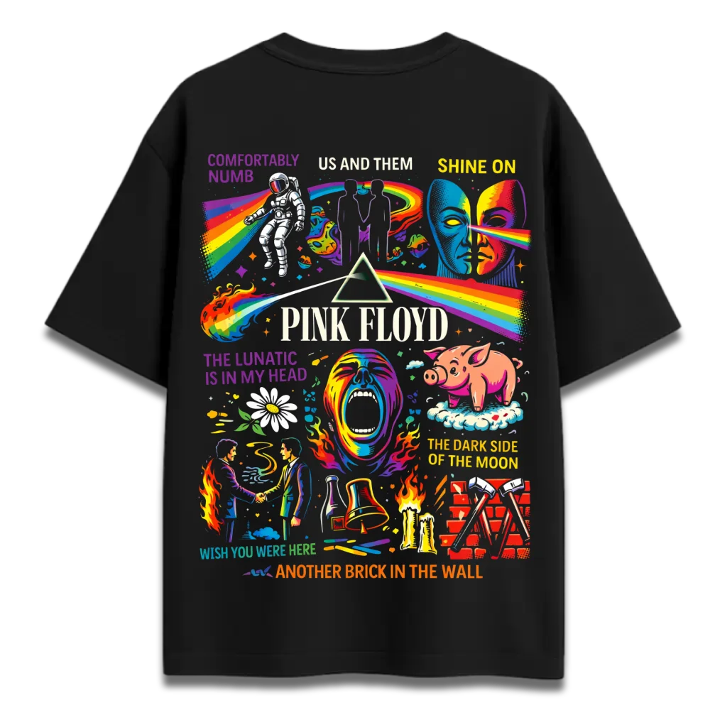 Oversized Graphic T-Shirt | Pink Floyd Rock Band Design | Premium 260 GSM Cotton Streetwear India