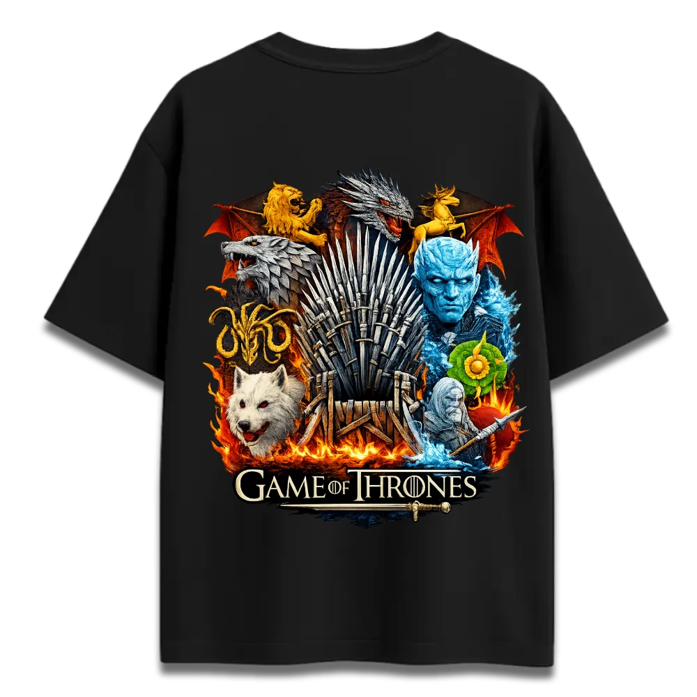 Oversized Graphic T-Shirt | Game of Thrones Final Stand Design | Premium 260 GSM Cotton Streetwear India
