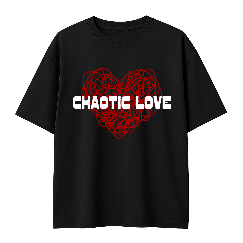 Oversized Graphic T-Shirt | Abstract Chaotic Love Heart by Vanshika | Premium 260 GSM Cotton Streetwear India