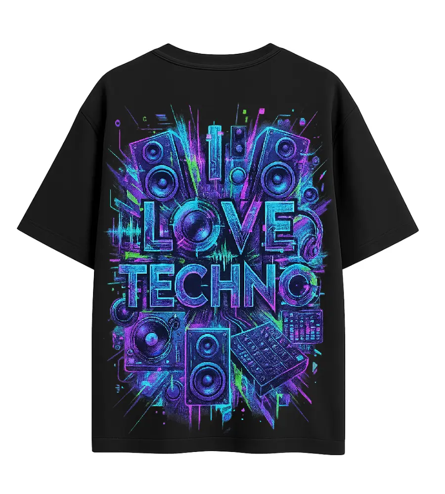 Oversized Graphic T-Shirt | Techno Love Design | Premium 260 GSM Cotton Streetwear India