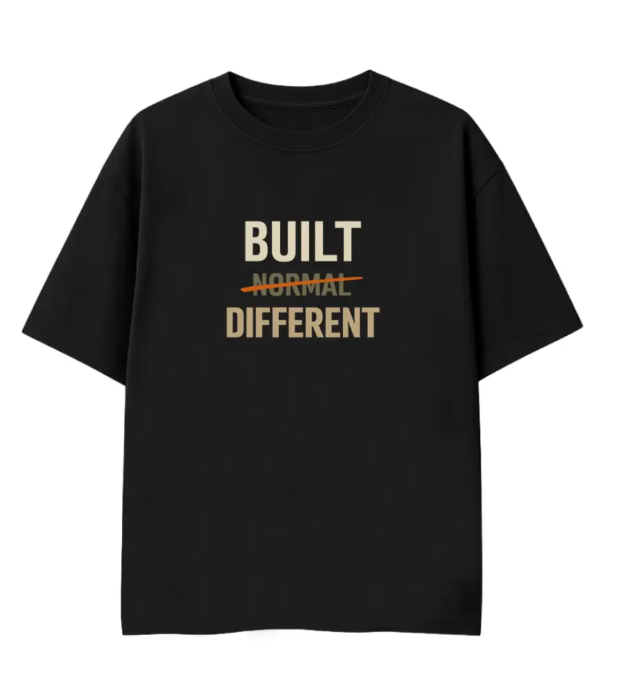 Oversized Graphic T-Shirt | Built Different Design | Premium 260 GSM Cotton Streetwear India